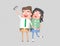 Young couple taking a selfie photo with a smartphone. 3d illustration,.