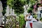 Young couple tenderly embraced in a sunny day, Amalfi coast