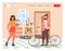 Young couple use eco transport concept illustration. Bicycle, roller, skateboard. Weekend healthy activity. Urban