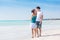 Young Couple Walking on Caribbean Beach