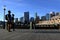 Young couple walks along Sydney Circular Quay Sydney New South