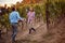 Young couple winegrower grapes on vineyard