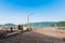 Young couple on wooden pier