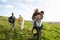 Young couples on country walk