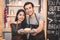 Young couples making bakery donuts and bread at bakery shop as b