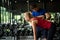 Young couples work out at the gym to strengthen the body