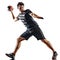 Young court handball player man silhouette shadow isolated white background