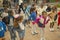 Young Cuban girls exercising in Old Havana, Cuba