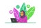 Young customer service , people man call center icons vector illustration, shock chatting with customer complain , colorful bubble