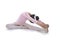 Young cute Ballerina girl stretching wearing pink Ballet tutu