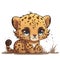 Young cute cheetah. Baby cheetah. Vector graphics, illustration for children.