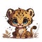 Young cute cheetah. Baby cheetah. Vector graphics, illustration for children.