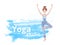 Young cute girl practice yoga, standing on one leg in the Lotus position.
