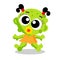 Young cute green child ghost or monster, Halloween character