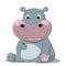 Young cute hippopotamus. Smiling nice animal.