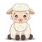 Young cute sheep. Baby sheep. Smiling nice animal.