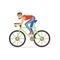 Young cyclist man take part in bicycle racing competition. Cycle sport. Cartoon bearded man character in sportswear