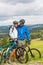 Young cyclists with mountain bikes during summer weekend