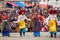 Young dancers in traditional Ladakhi Tibetan costumes perform fo