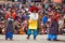 Young dancers in traditional Ladakhi Tibetan costumes perform fo