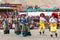 Young dancers in traditional Ladakhi Tibetan costumes perform fo