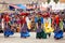 Young dancers in traditional Ladakhi Tibetan costumes perform fo