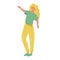 Young dancing woman flat vector illustration