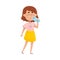 Young Dark-haired Girl Character Standing and Drinking Still Water From Glass Vector Illustration