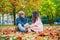 Young dating couple in Paris on a bright fall day