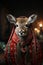 Young deer as a Christmas character wearing a sweater with Christmas motives