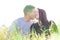 Young defocused couple in love