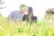 Young defocused couple in love