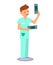 Young Dentist, Doctor Flat Vector Illustration