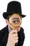 The young detective with magnifying glass isolated