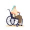 Young disabled girl on wheelchair. Female with disability happy smiling sitting on wheel chair