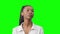 Young Disappointed African American Black Woman on a green background
