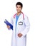 Young doctor carry with file board