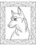 Young dog Siberian Husky in a frame of leaves - a vector linear picture for coloring.