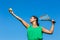 Young dutch woman with tennis racket and ball