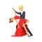 Young elegance tango dancers colorful character vector Illustration