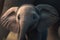 Young elephant calf with a playful look in its eye, raising its trunk in the air, eager to explore its surroundings