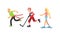 Young Energetic People Characters Doing Sport Activity Vector Illustration Set