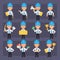 Young engineer in blue helmet in different poses and emotions Pack 1. Big character set