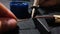 Young engineer soldering a wire. Close up