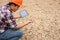 Young engineer working on site at the dam