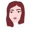 Young european face simple illustration of female. young woman illustration with long red hairstyle