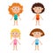 Young european girls body template - front. Girls in shirts and p