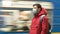 The young europeans man in protective disposable medical face mask in the subway. New coronavirus COVID-19