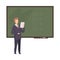 Young Faceless Man Math Teacher Standing At the Blackboard and Explaining Formula Vector Illustration