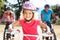 Young family on country bike ride